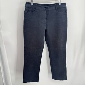 Eileen Fisher Pants Womens M Black Sueded Stretch Twill Straight Ankle Casual